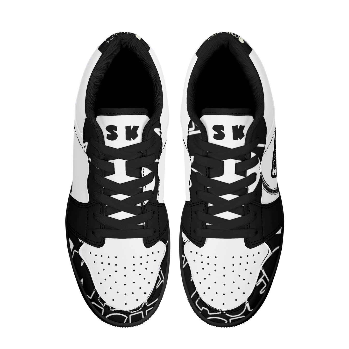 'Sk All day' Black Low Top Leather Sneakers