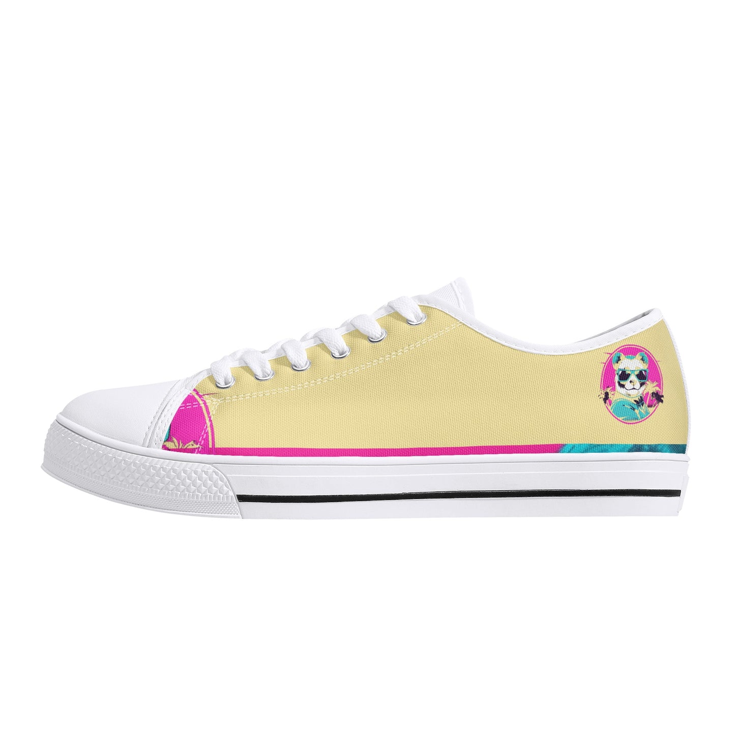 'Tan Panda Pull ups' Men's Low Top Canvas Shoes
