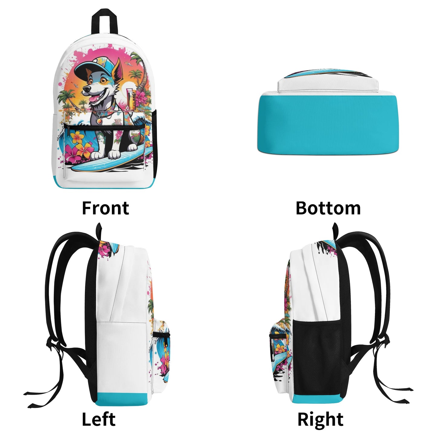"KD the surf dog" All Over Print Polyester Vintage Backpack