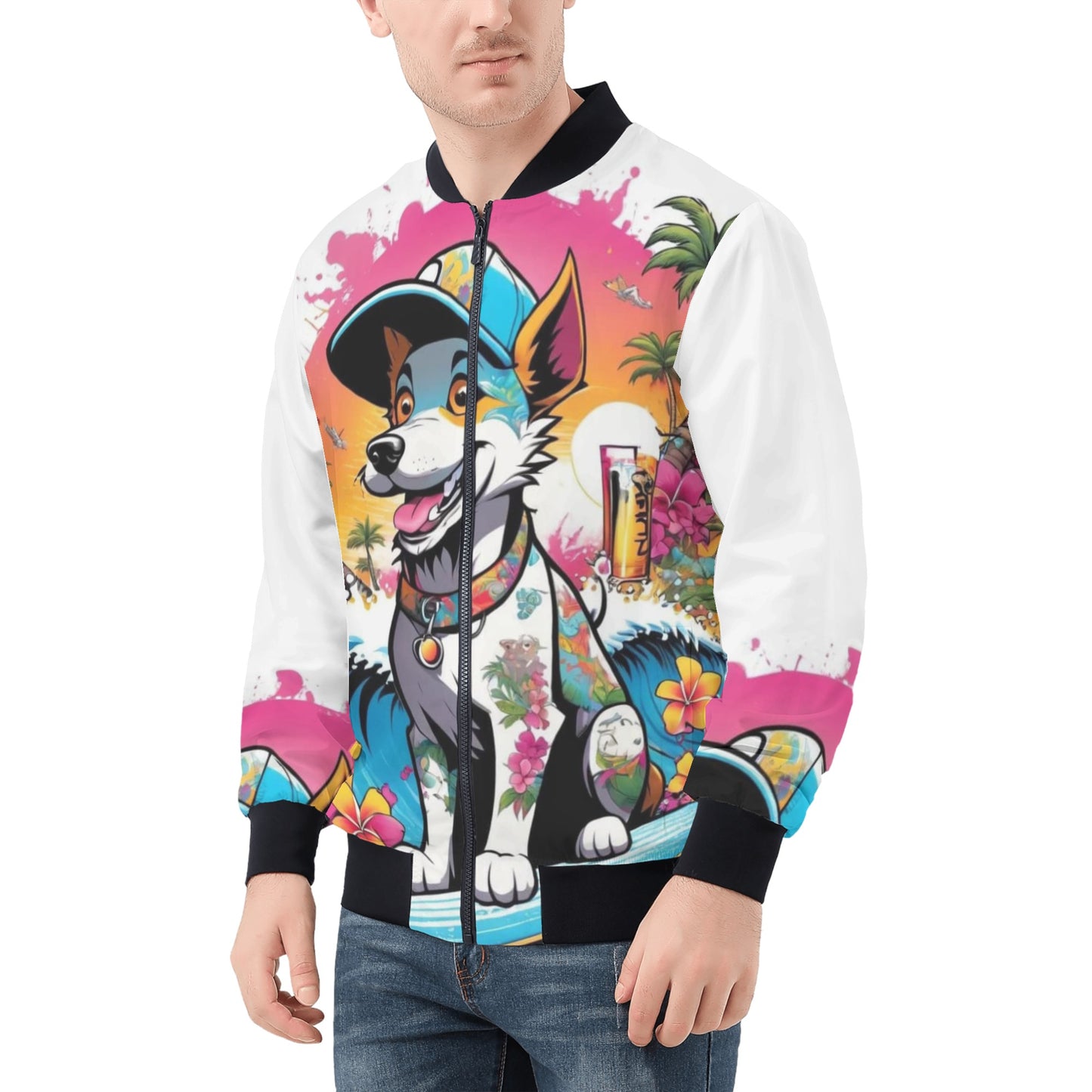 "KD the surf Dog" Unisex All Over Print Zip Bomber Jacket