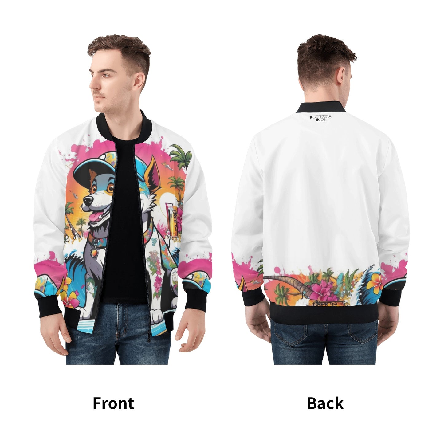 "KD the surf Dog" Unisex All Over Print Zip Bomber Jacket