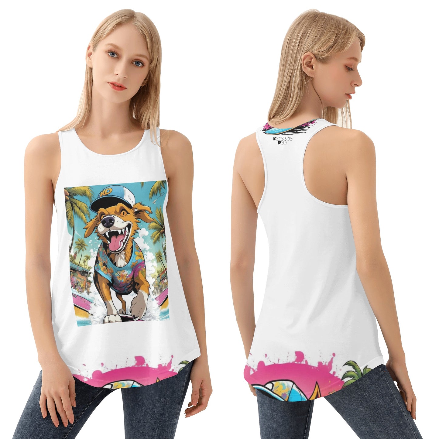 "KD Bottom Line" Womens All Over Print Loose Tank Tops