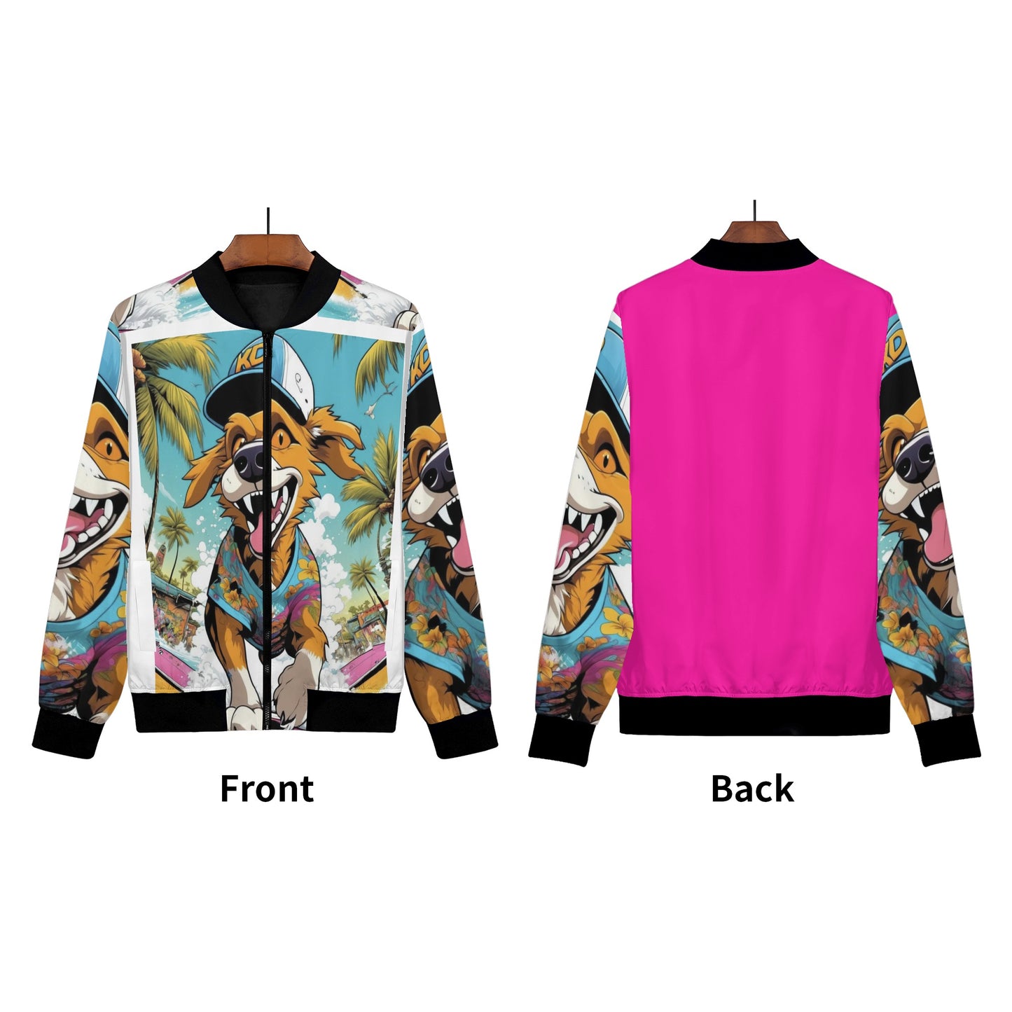 "KD Bottom Line" Unisex Zip Up Print Bomber Jacket