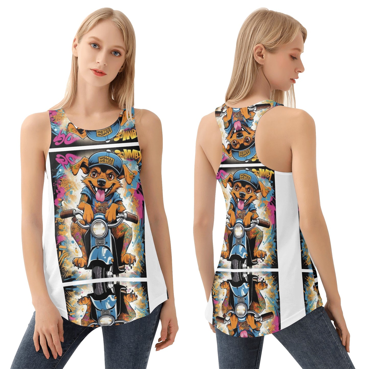 "KD Chilli" Womens All Over Print Loose Tank Tops
