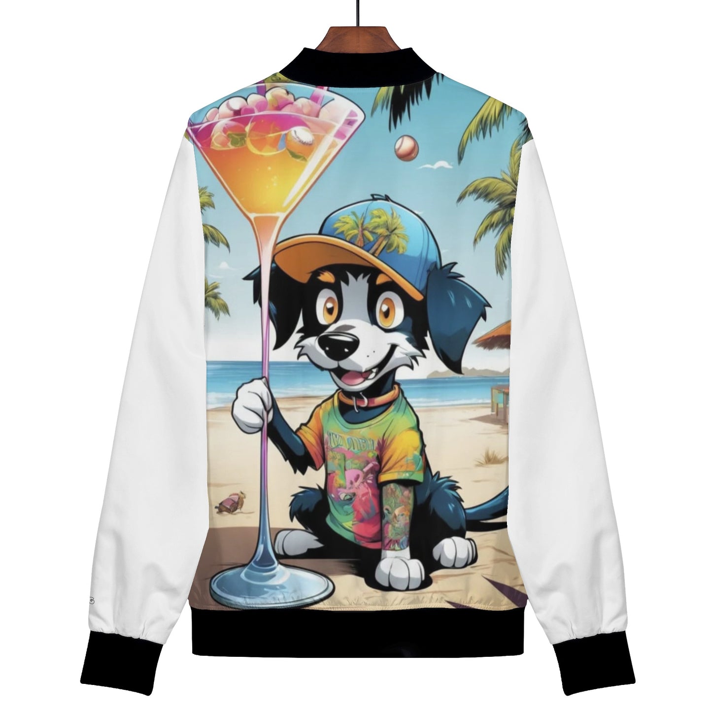 "KD The Surf Dog" Unisex Zip Up Print Bomber Jacket