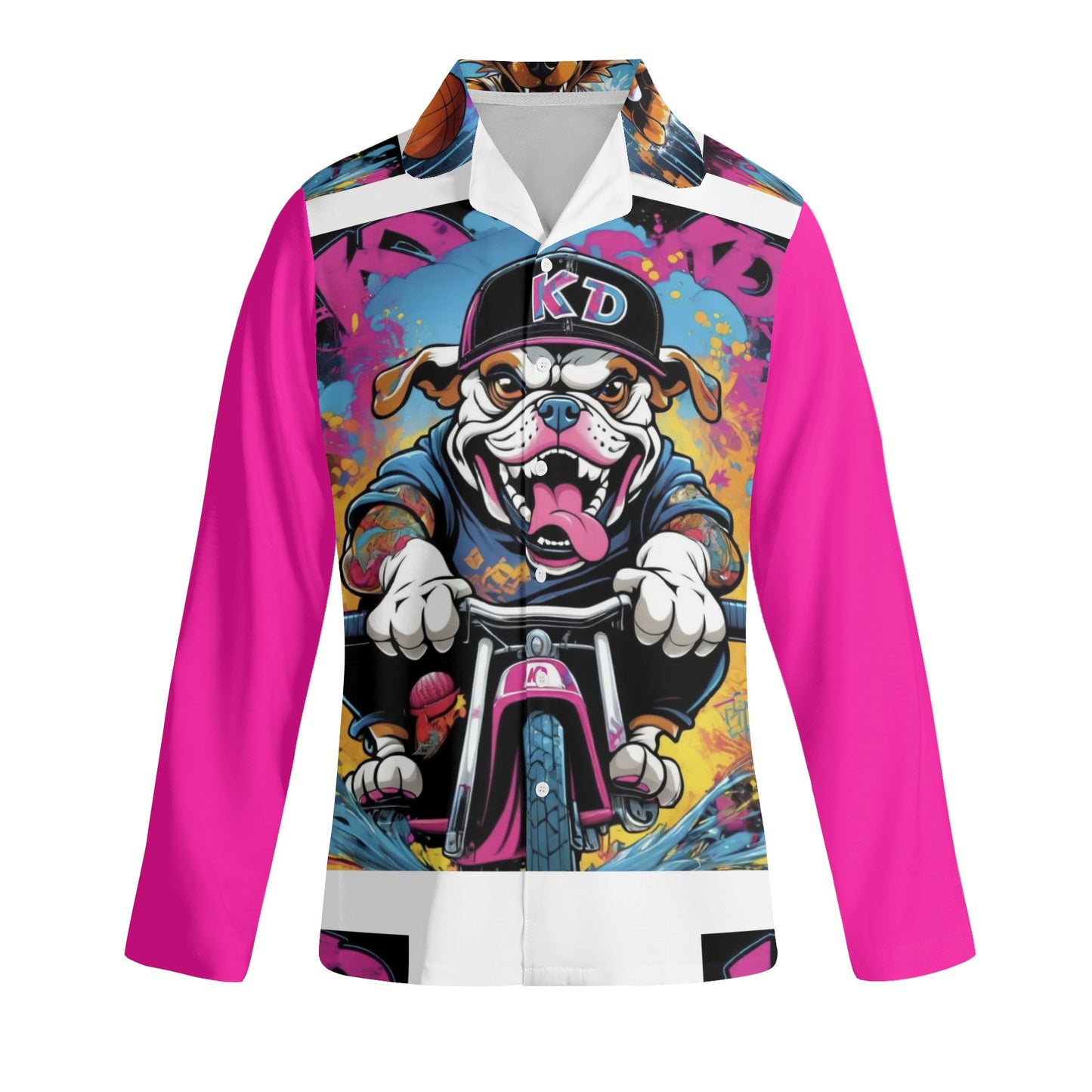 "KD Rollin" Printing Notch Collar Long-Sleeve Pajama Set