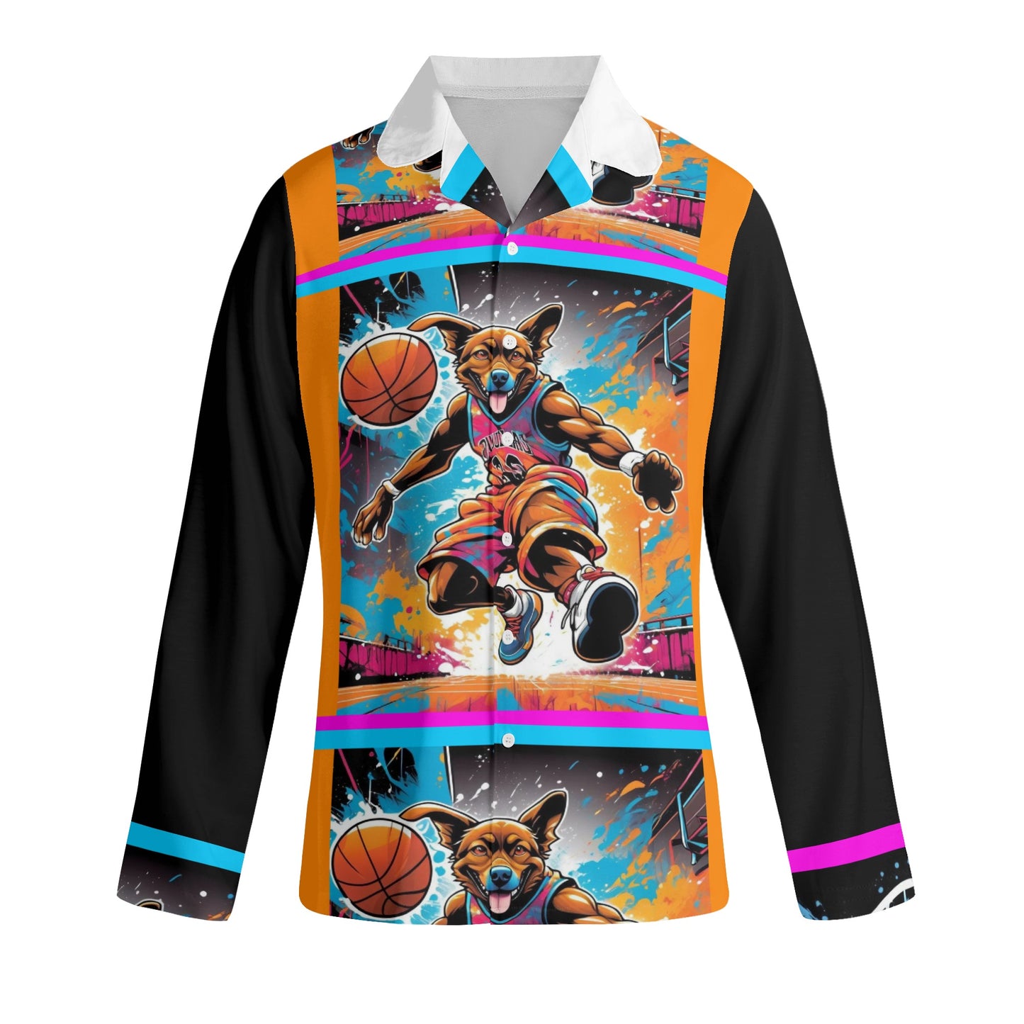 "KD Dunker" Printing Notch Collar Long-Sleeve Pajama Set