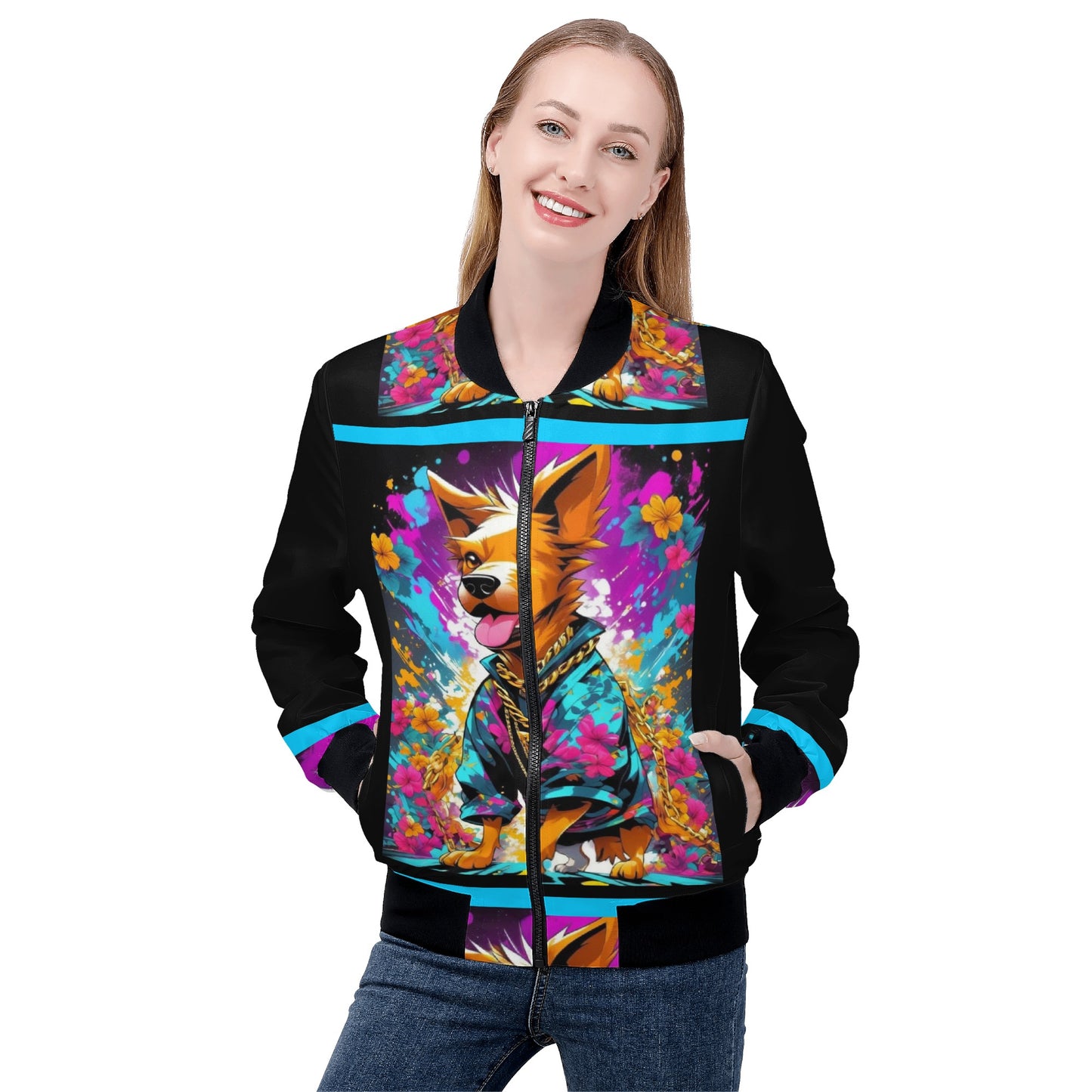 "Saturday, Cedric" Unisex Zip Up Print Bomber Jacket