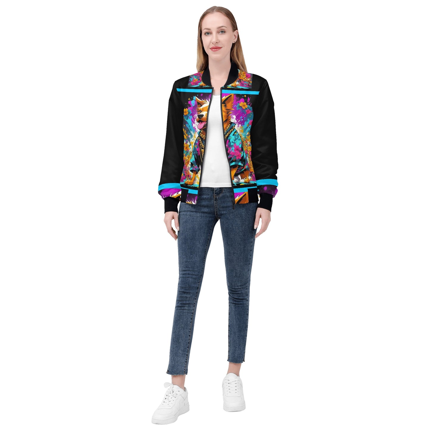 "Saturday, Cedric" Unisex Zip Up Print Bomber Jacket
