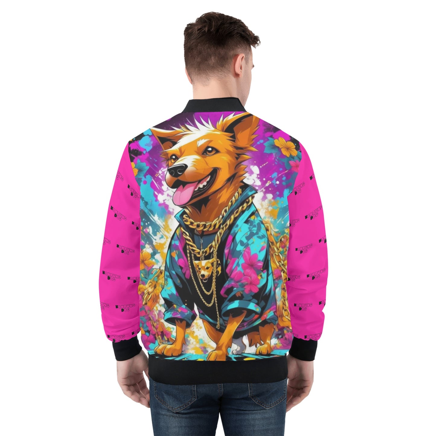 KD Golden Mens All Over Print Zip Bomber Jacket