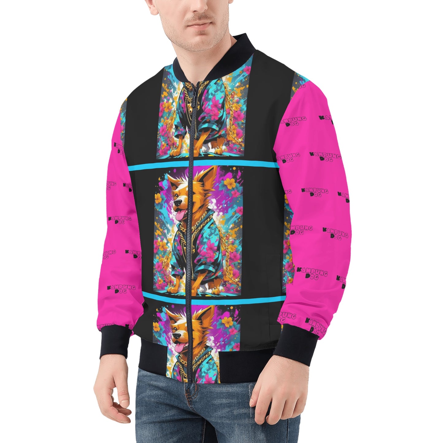 KD Golden Mens All Over Print Zip Bomber Jacket