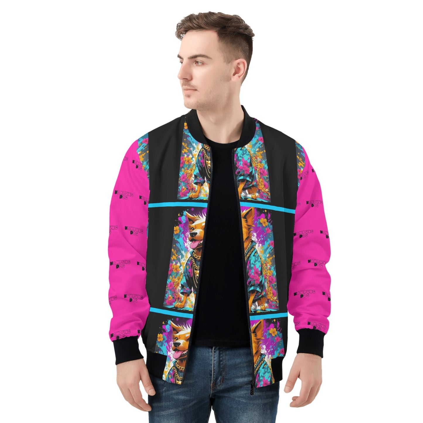 KD Golden Mens All Over Print Zip Bomber Jacket