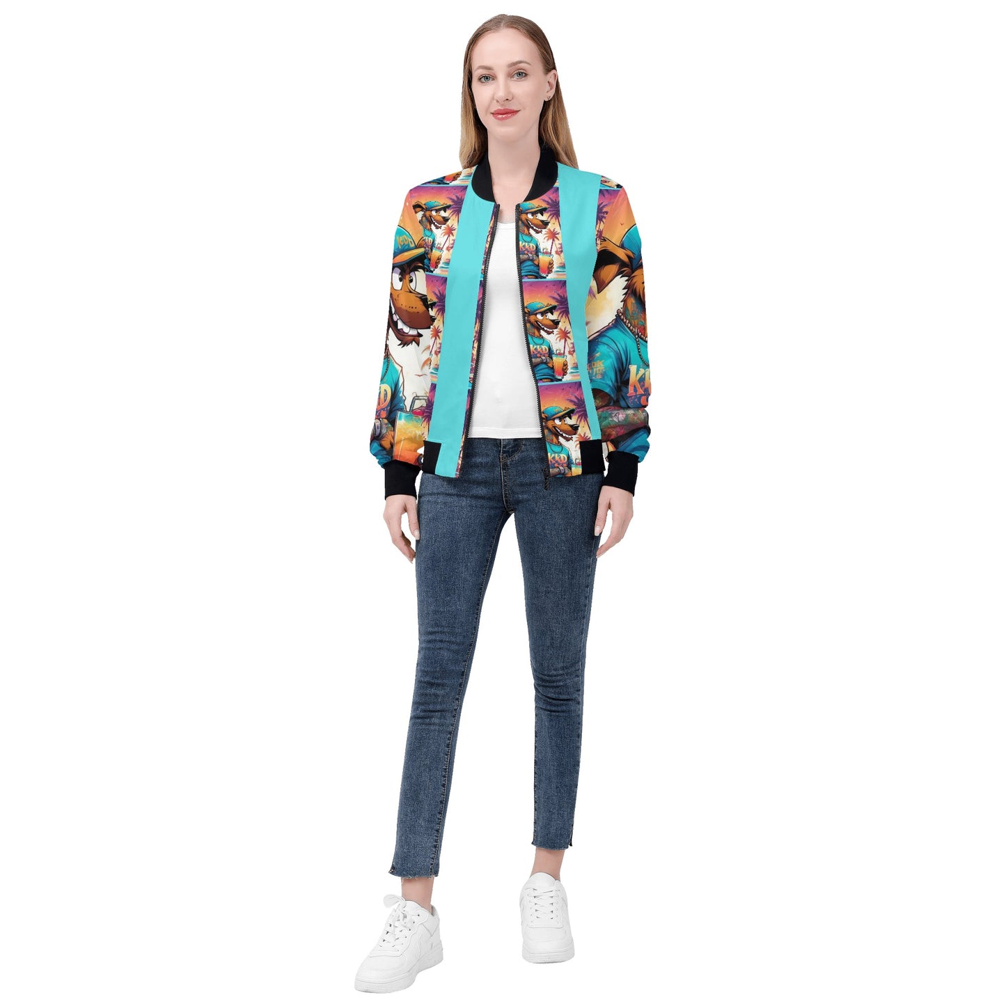 Swager Dogz Womens Zip Up Print Bomber Jacket
