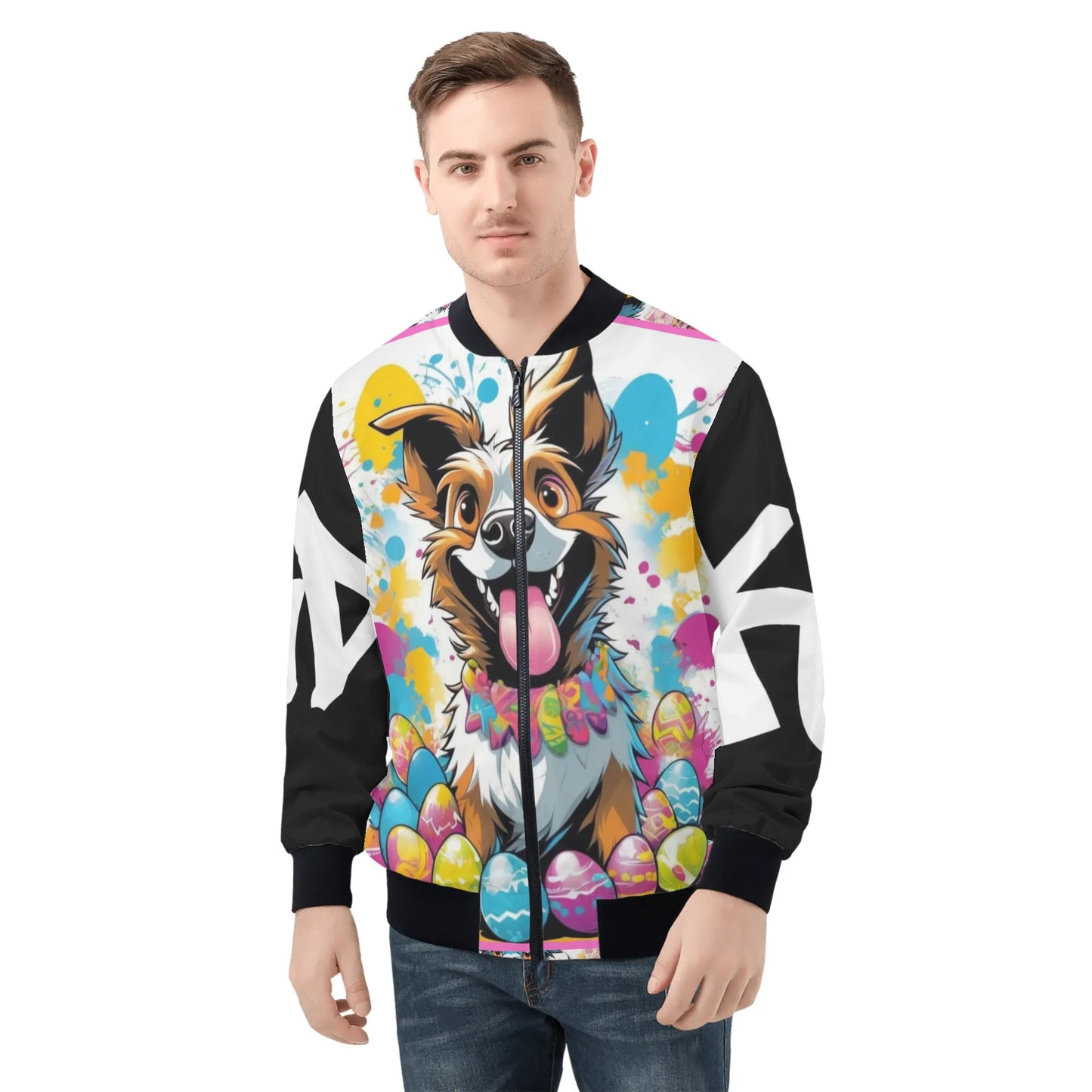 KD Easter 3 Mens All Over Print Zip Bomber Jacket