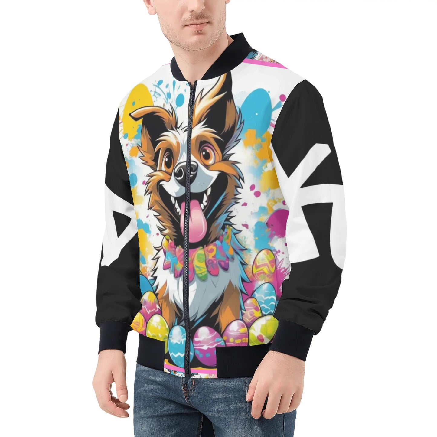 KD Easter 3 Mens All Over Print Zip Bomber Jacket