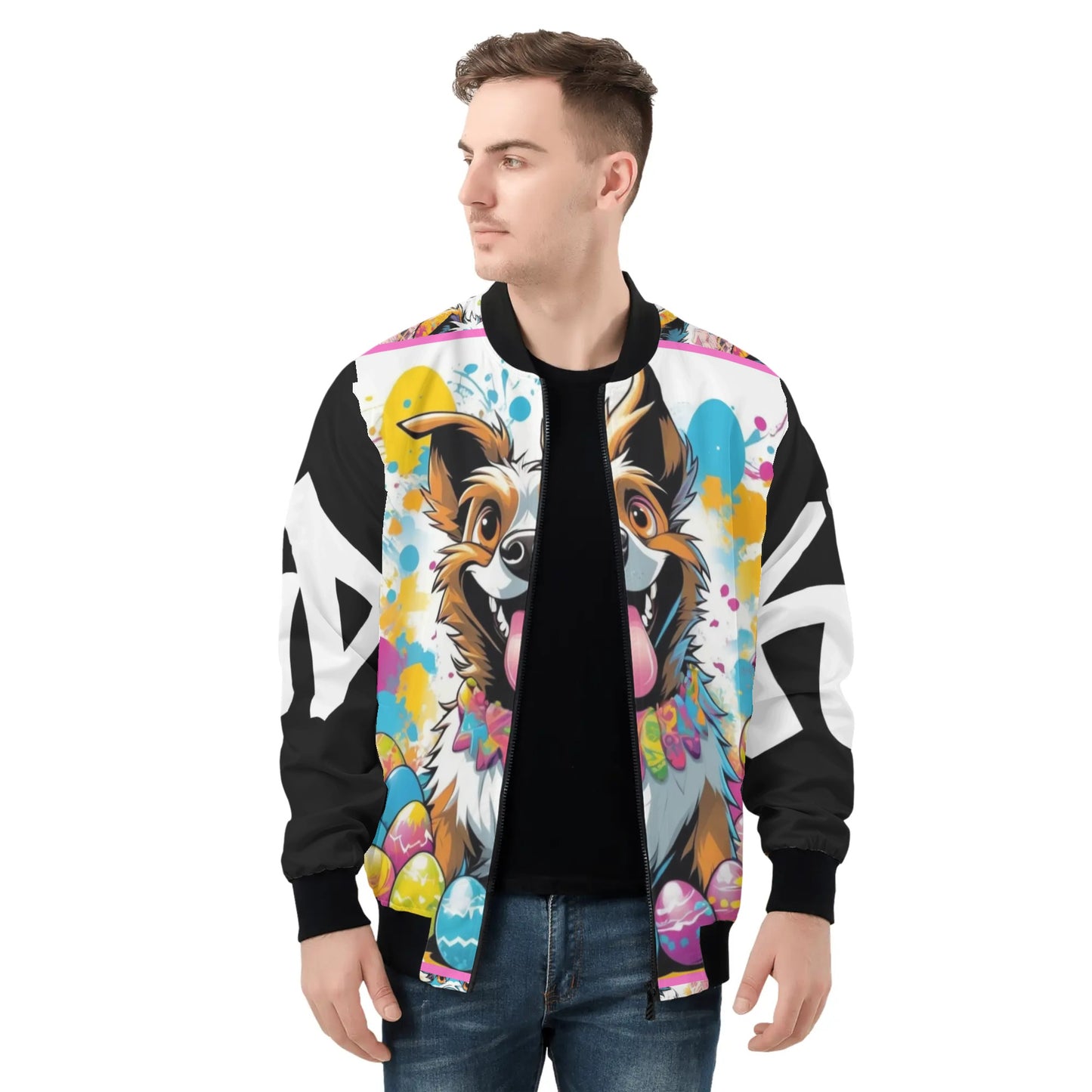 KD Easter 3 Mens All Over Print Zip Bomber Jacket