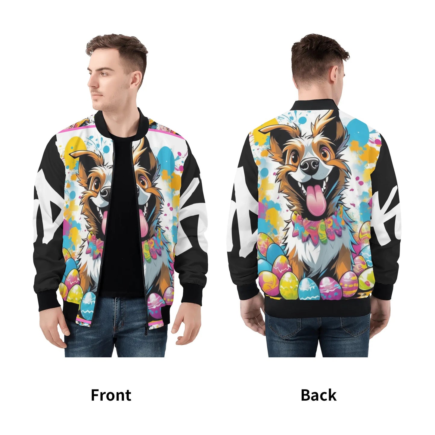 KD Easter 3 Mens All Over Print Zip Bomber Jacket