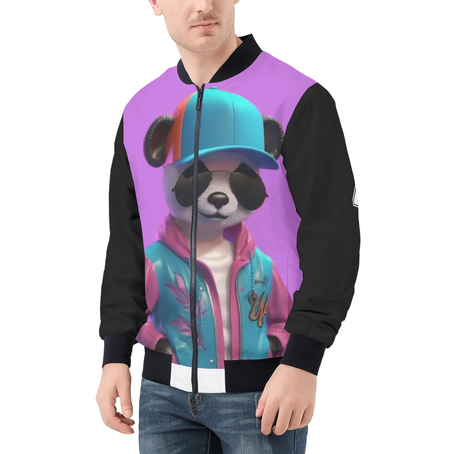 Panda Paul Mens All Over Print Zip Bomber Jacket