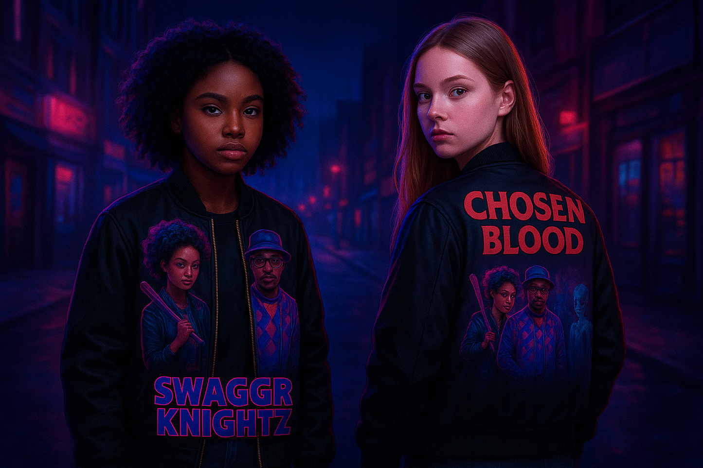 Chosen Blood 'Blood Sleeves Mens All Over Print Zip Bomber Jacket