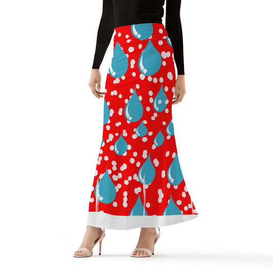 Blue Drops Women's Full Length Skirt