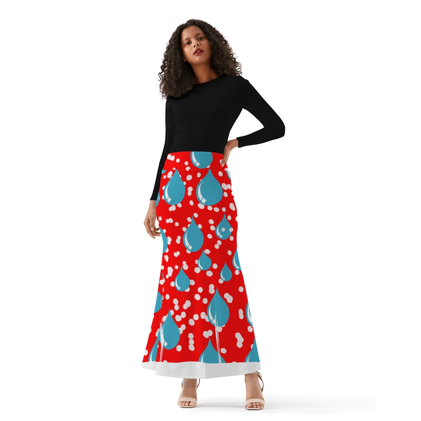 Blue Drops Women's Full Length Skirt