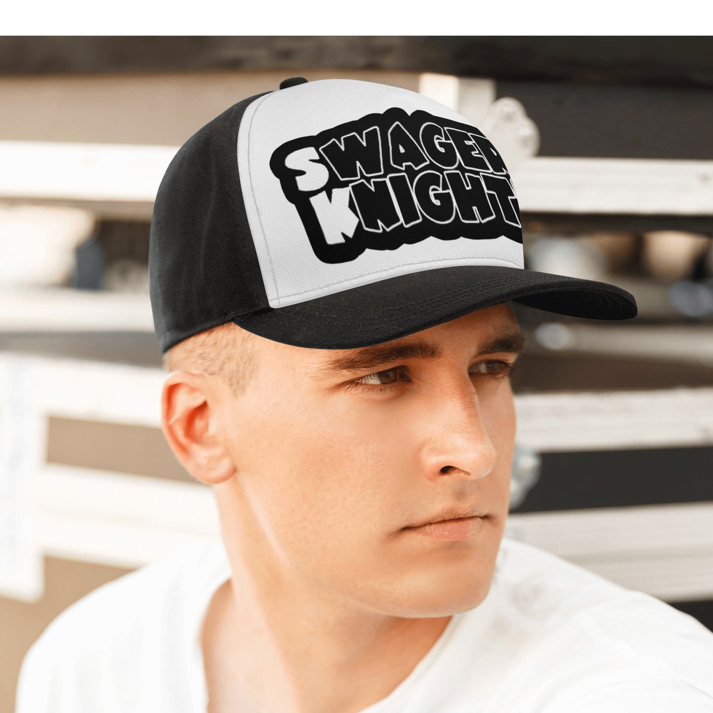 SK White/Black Front Printing Casual Baseball Caps