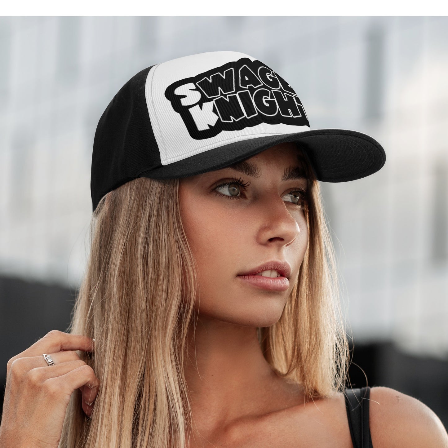 SK White/Black Front Printing Casual Baseball Caps