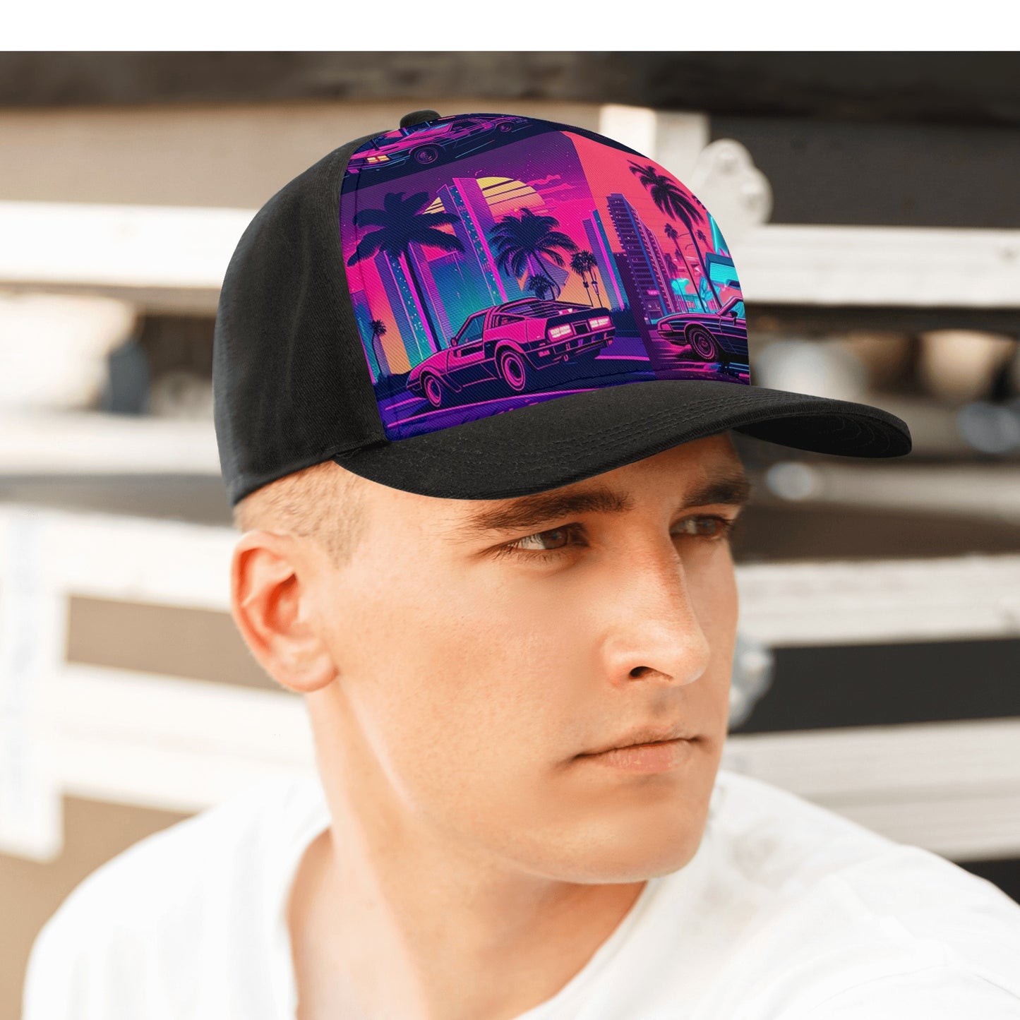 SK neon vice city Front Printing Casual Baseball Caps