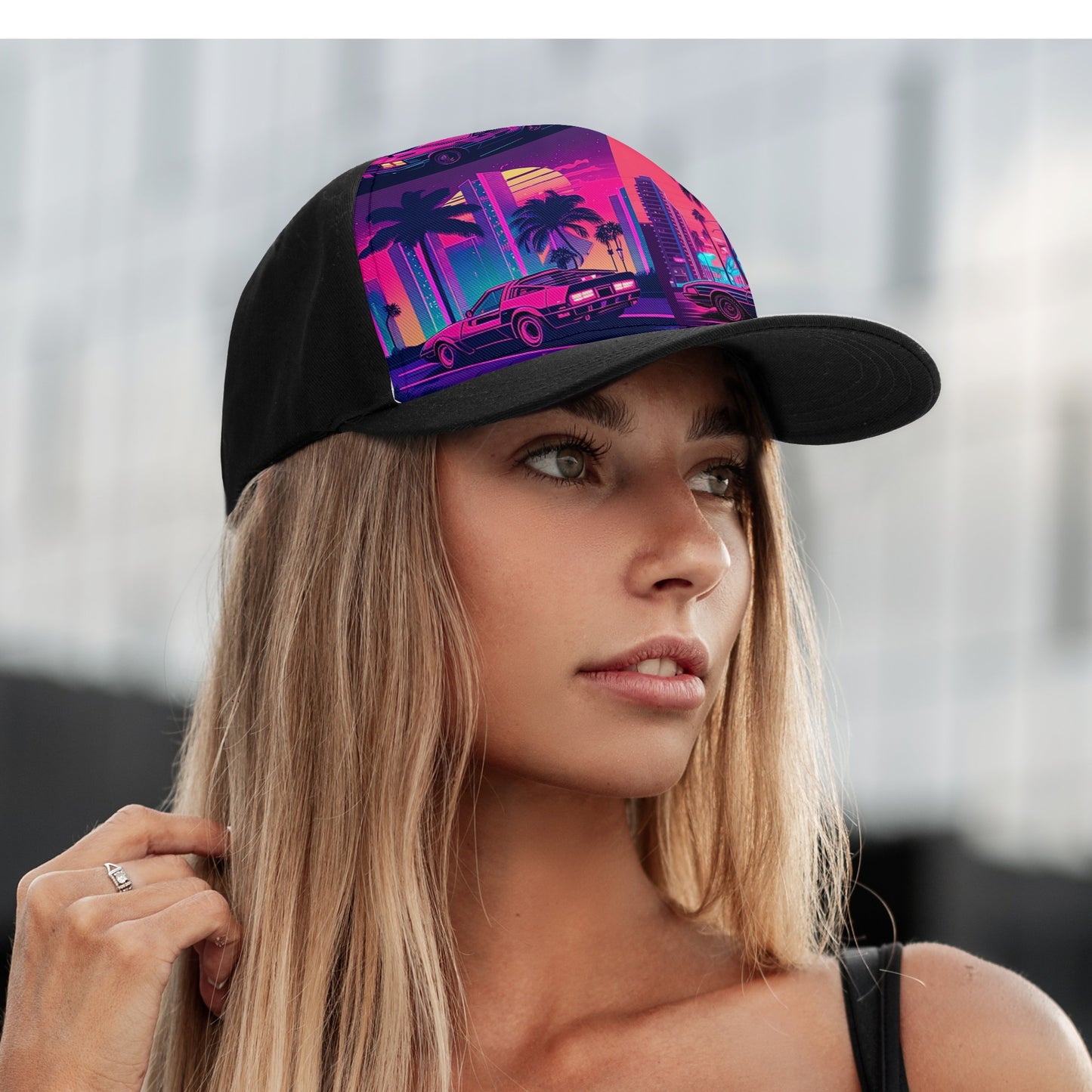 SK neon vice city Front Printing Casual Baseball Caps