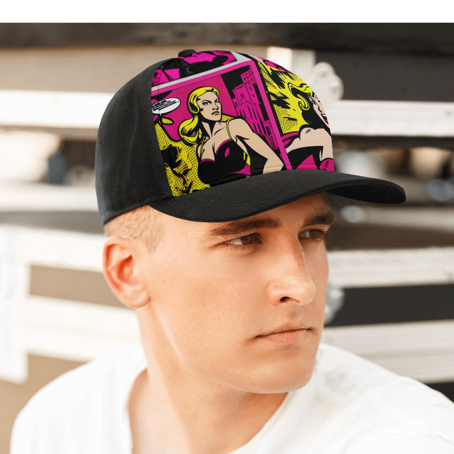 Comic Yellow Front Printing Casual Baseball Caps