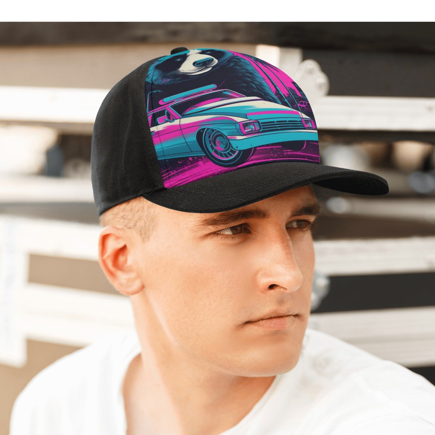 Panda Push Front Printing Casual Baseball Caps