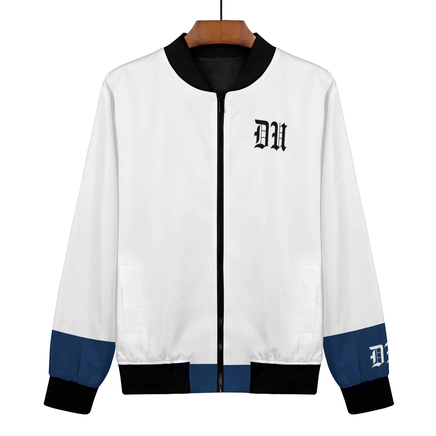 Blk Blue & White 'Du' Women's Bomber Jacket