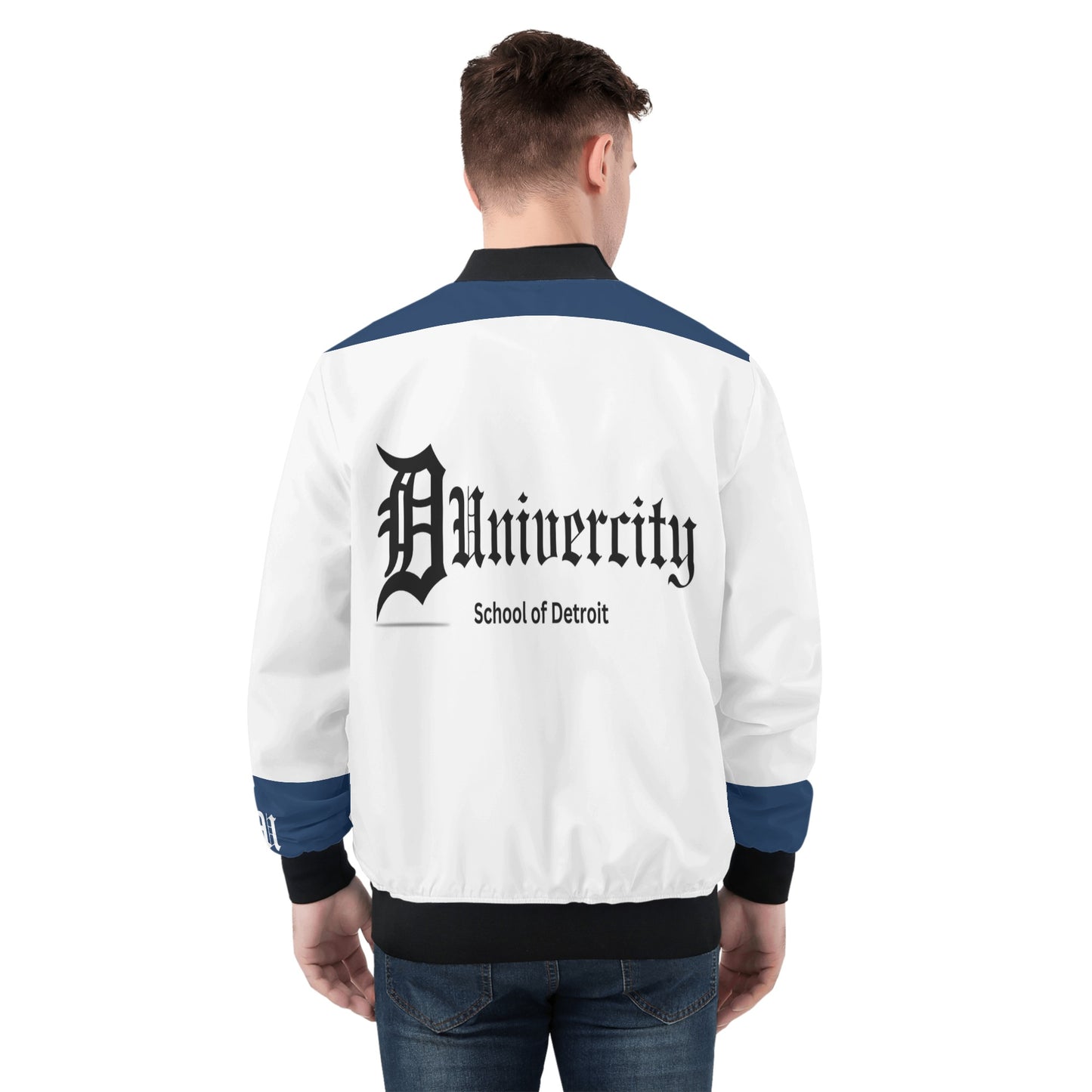 Blk Blue & white 'UD" Men's Bomber Jacket