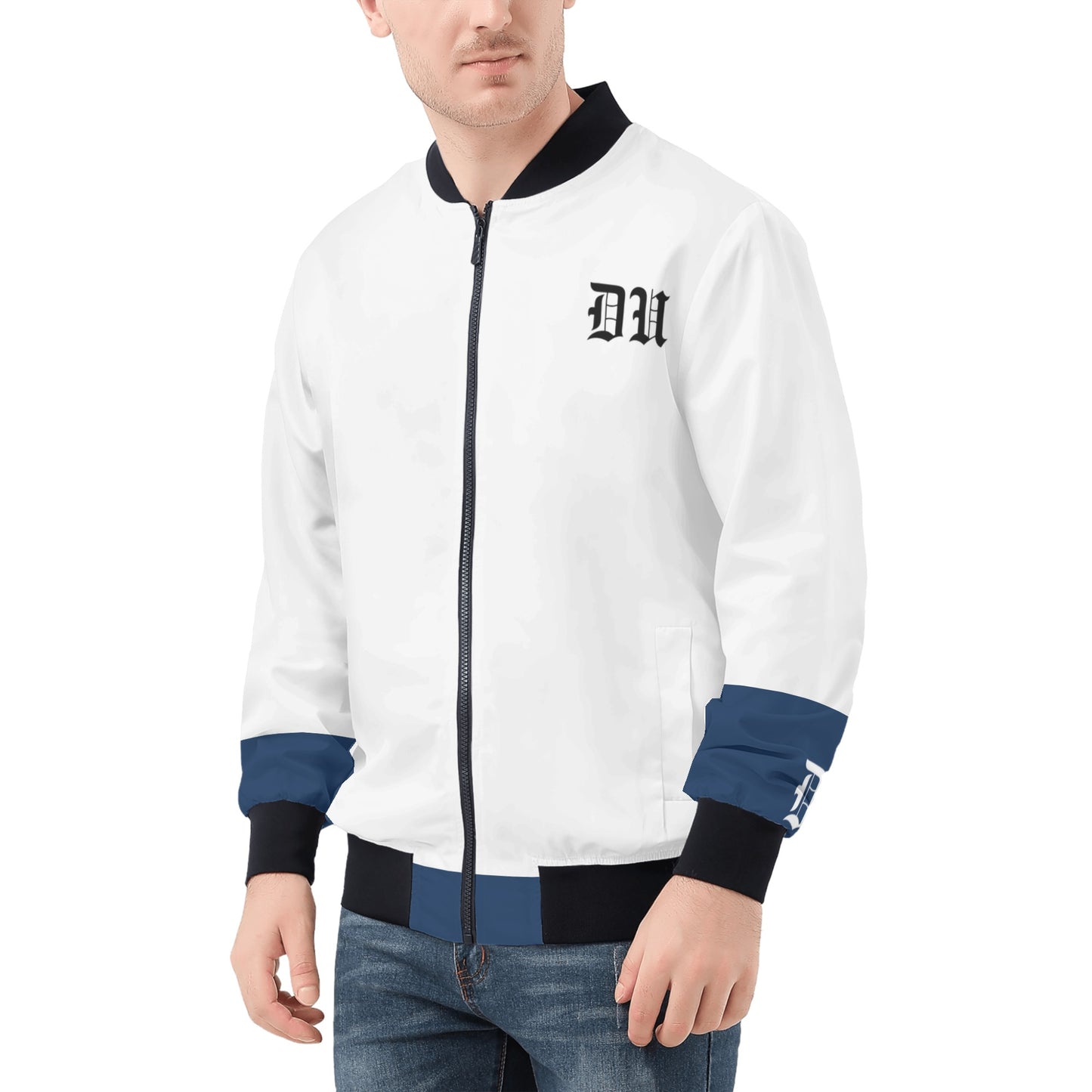 Blk Blue & white 'UD" Men's Bomber Jacket