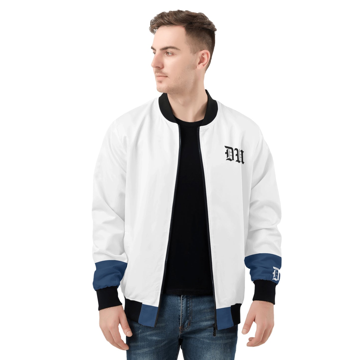 Blk Blue & white 'UD" Men's Bomber Jacket