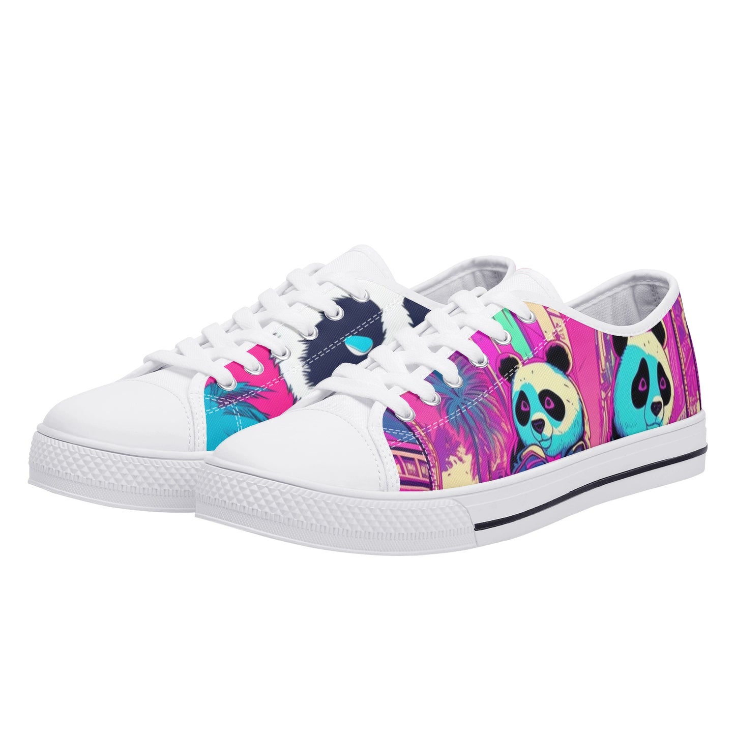 'Sk Panda Pull Ups'-Low Top Canvas Shoes