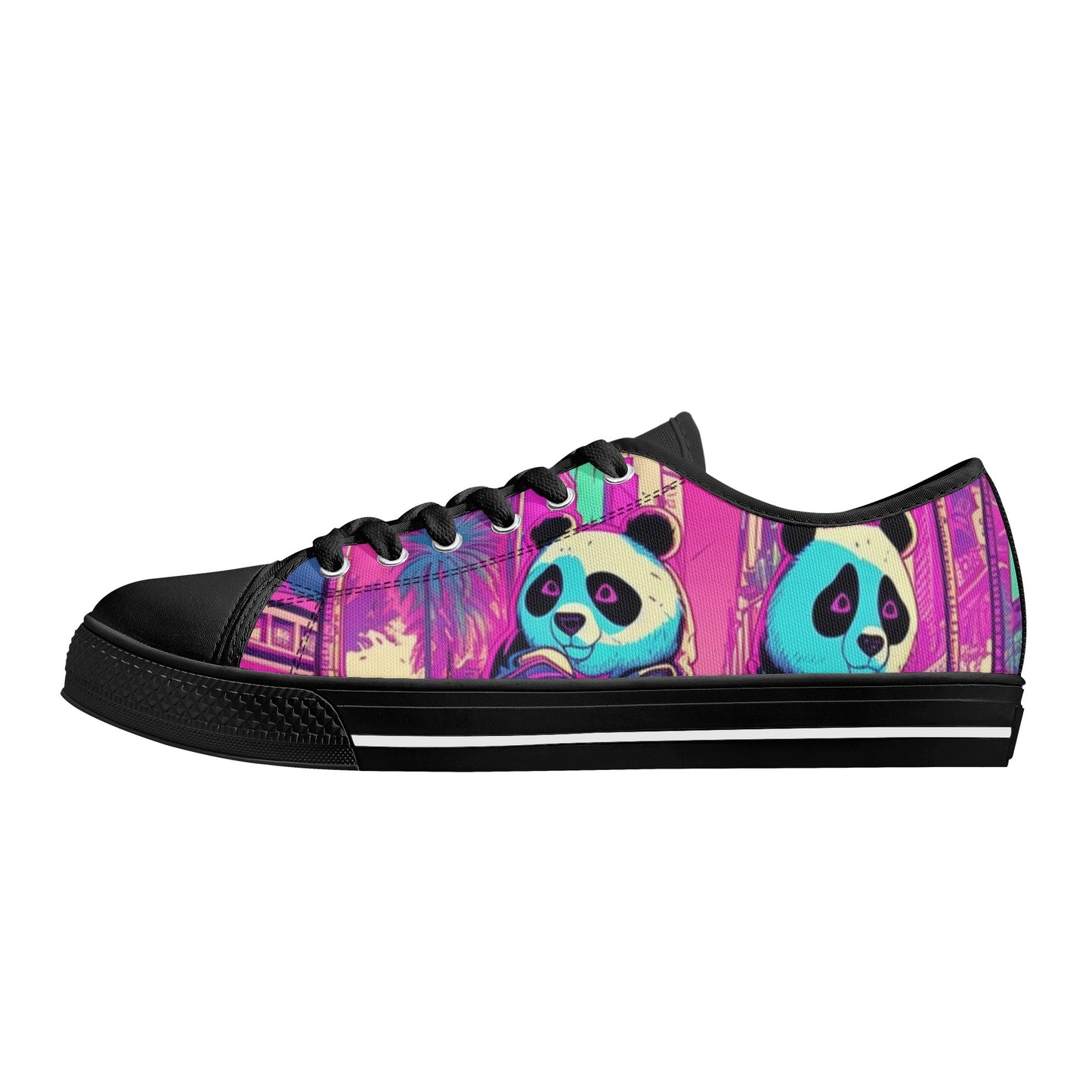 'Sk Panda Pull Ups'-Low Top Canvas Shoes