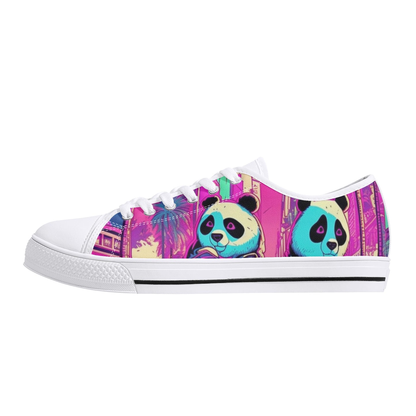 'Sk Panda Pull Ups'-Low Top Canvas Shoes