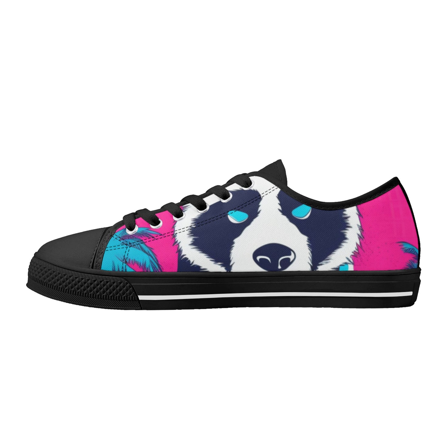 'Sk Panda Pull Ups'-Low Top Canvas Shoes