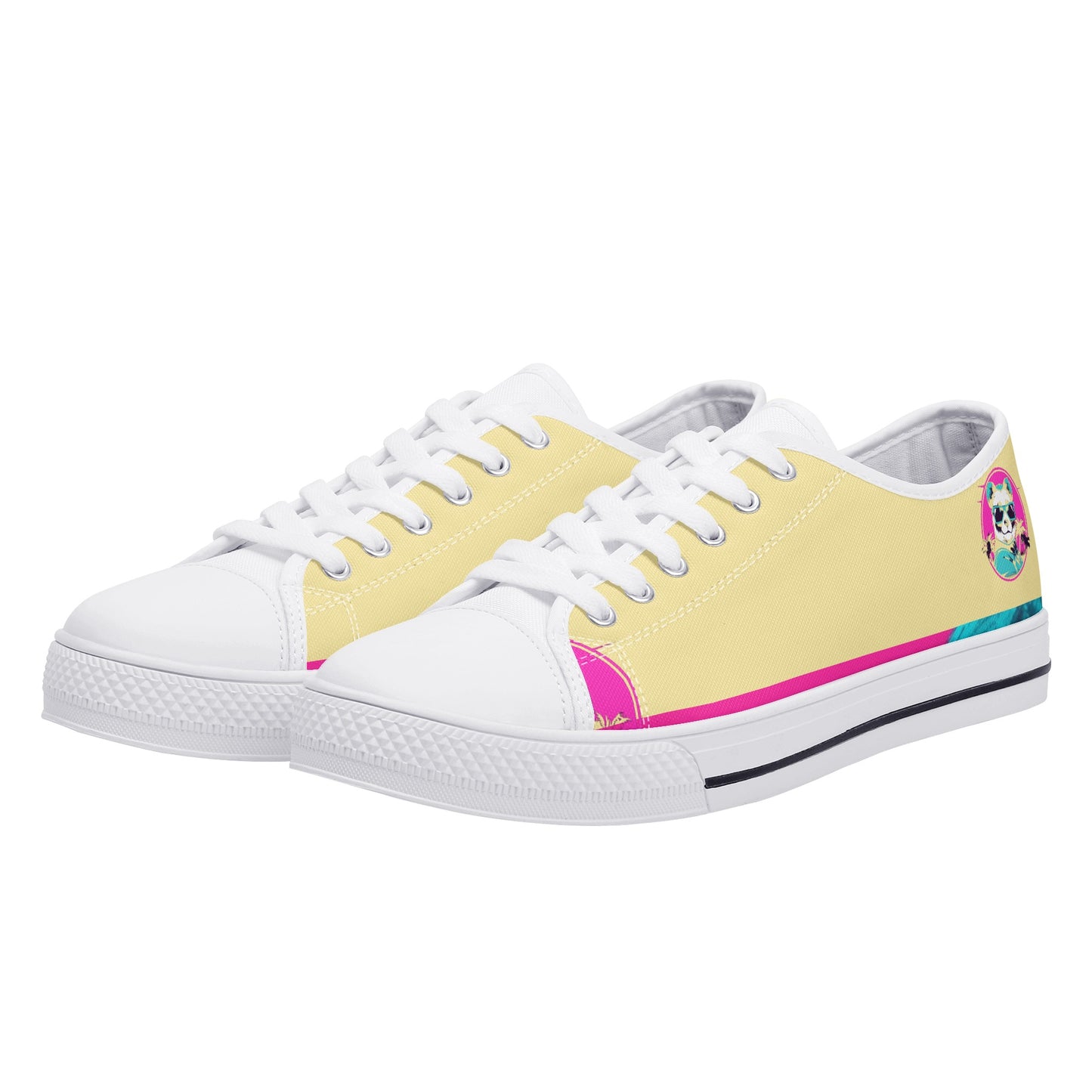 'Tan Panda Pull ups' Men's Low Top Canvas Shoes