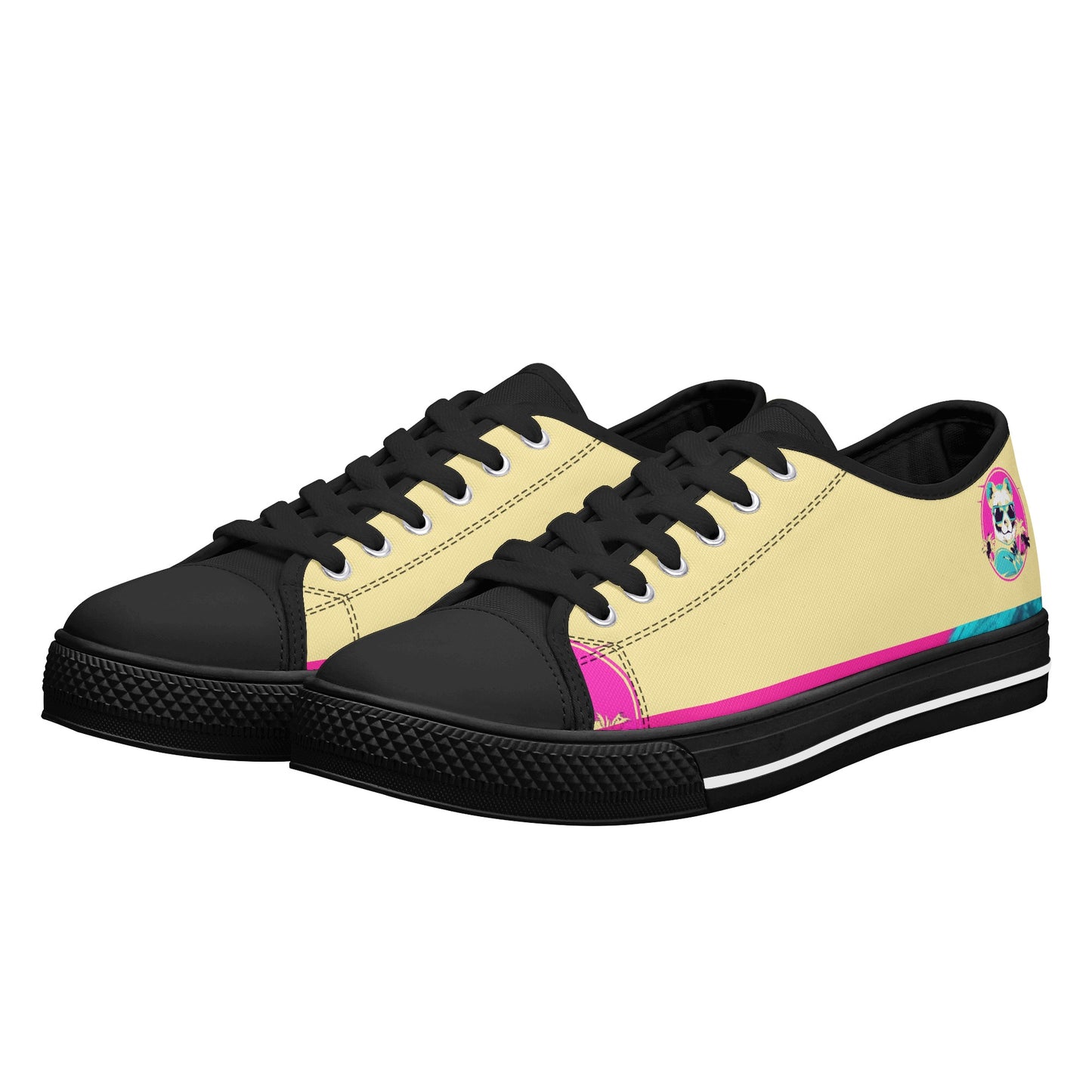 'Tan Panda Pull ups' Men's Low Top Canvas Shoes