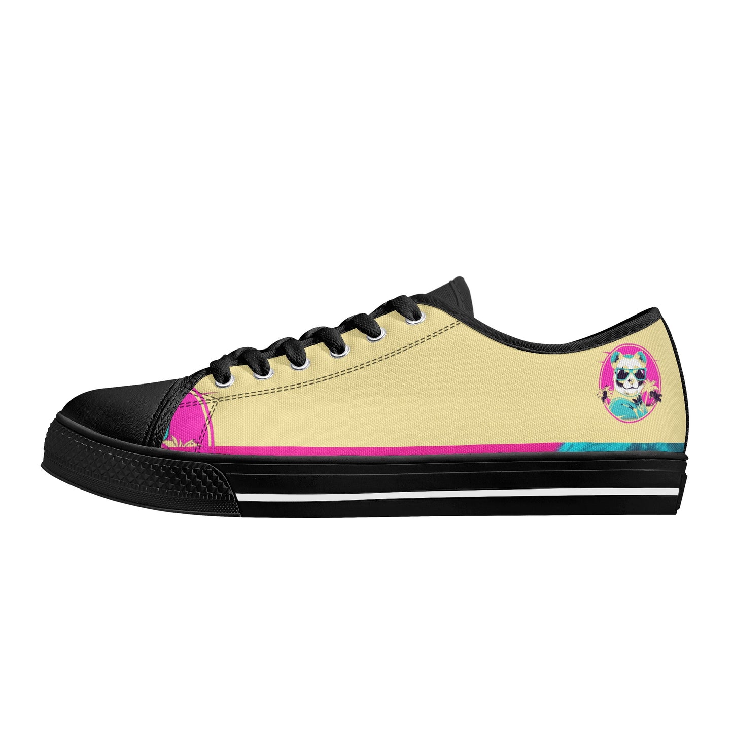 'Tan Panda Pull ups' Men's Low Top Canvas Shoes
