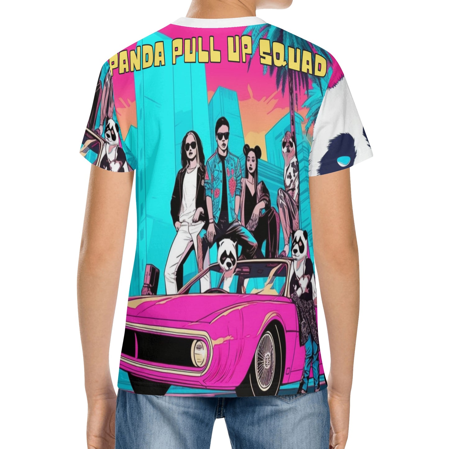 Panda Pull up Squad-Kids All Over Print Short Sleeve T-Shirt