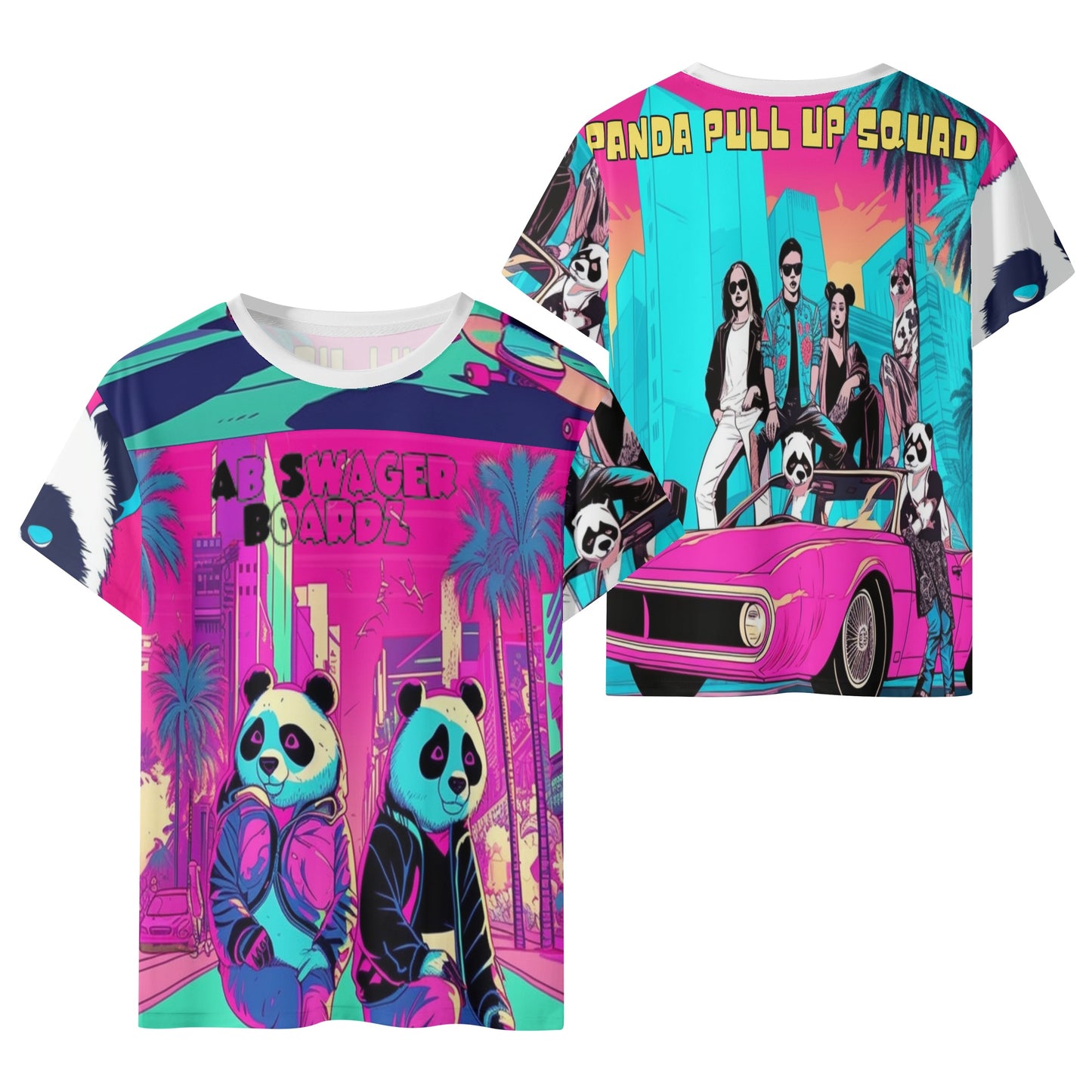 Panda Pull up Squad-Kids All Over Print Short Sleeve T-Shirt