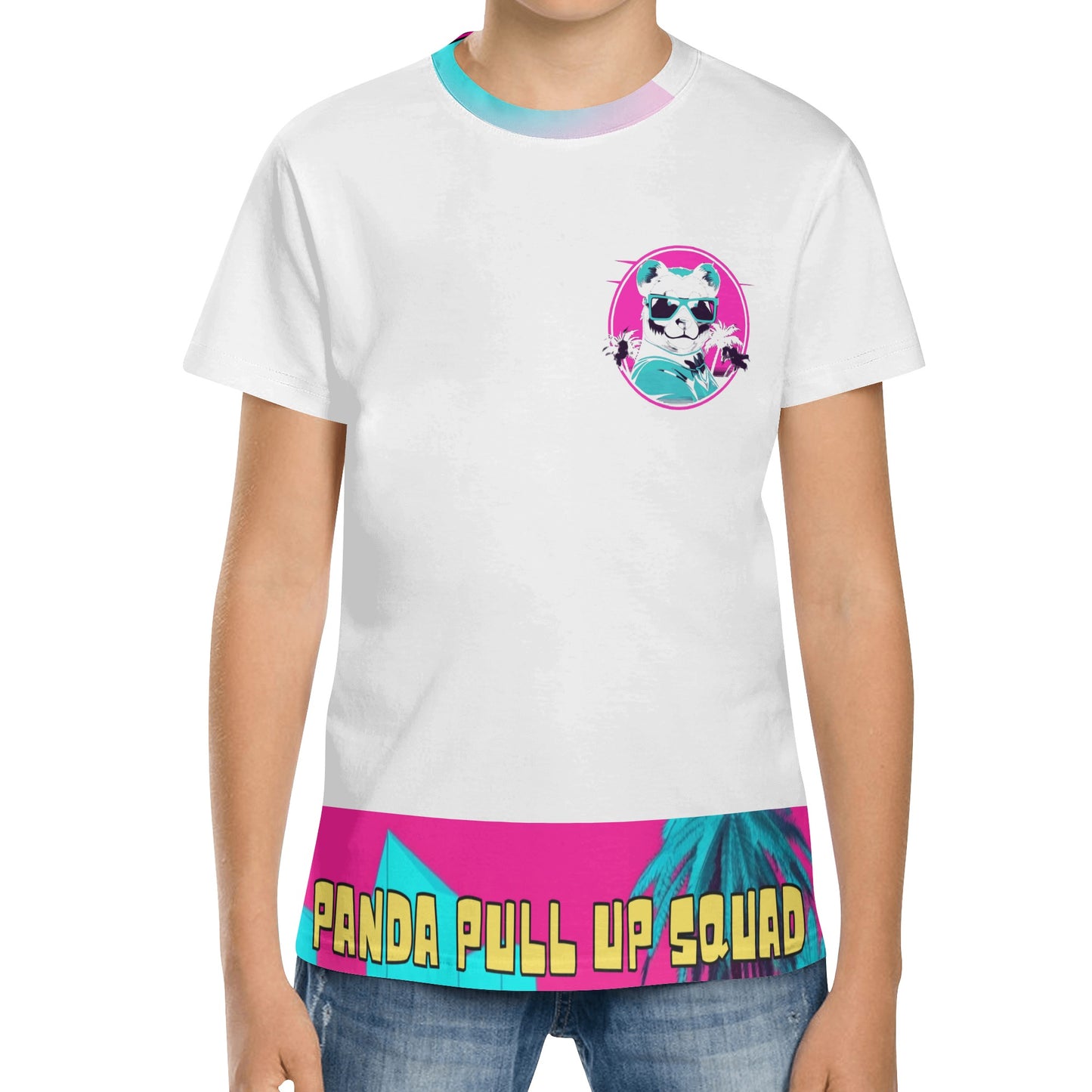 Cool Panda-Kids All Over Print Short Sleeve T-Shirt