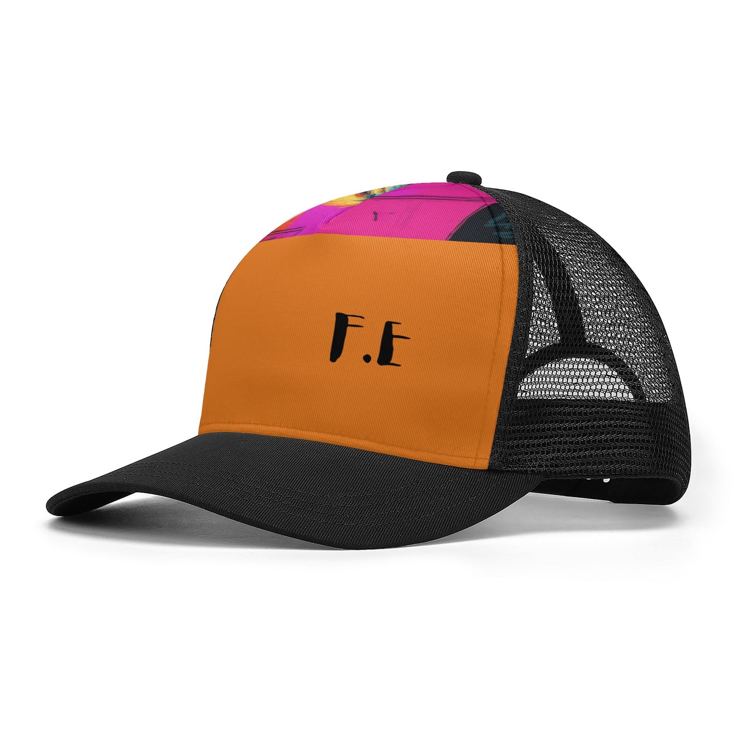 F.E Orange Front Printing Mesh Baseball Caps