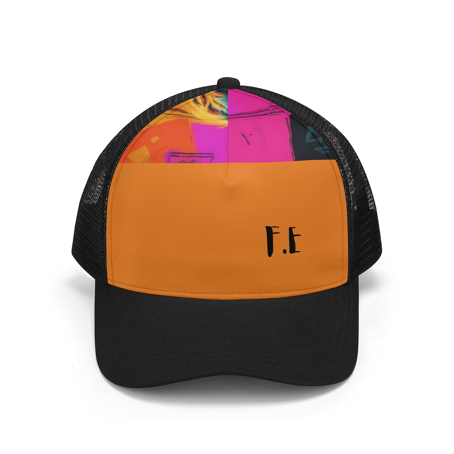 F.E Orange Front Printing Mesh Baseball Caps