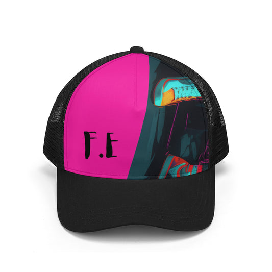 F.E Pink Front Printing Mesh Baseball Caps