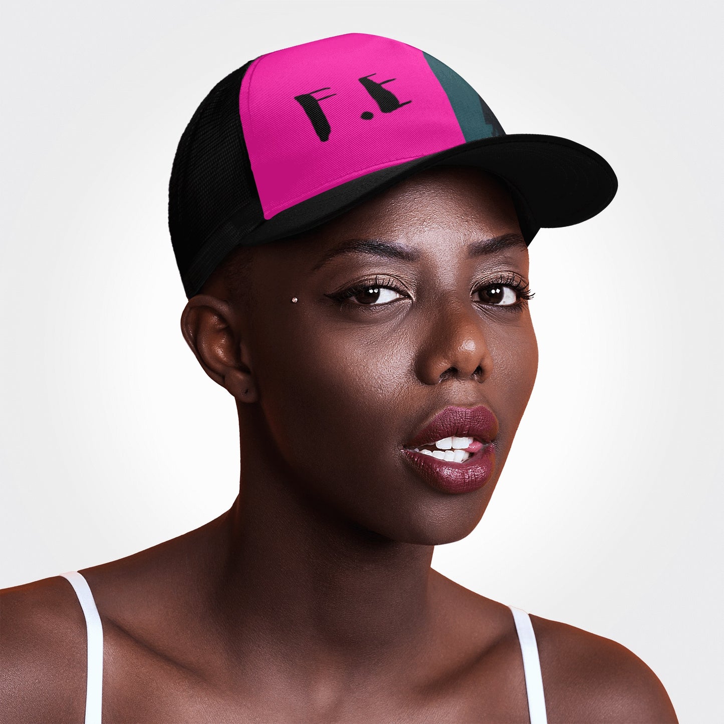 F.E Pink Front Printing Mesh Baseball Caps