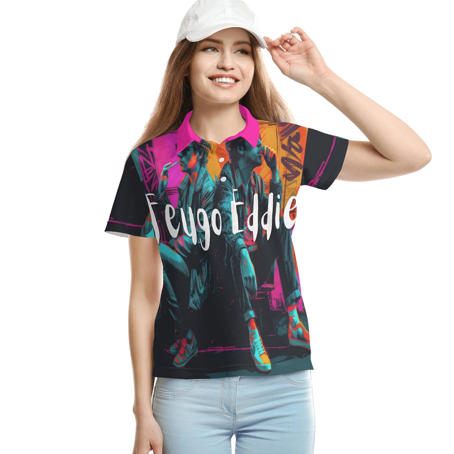 F.E Womens All Over Print Polo Shirt